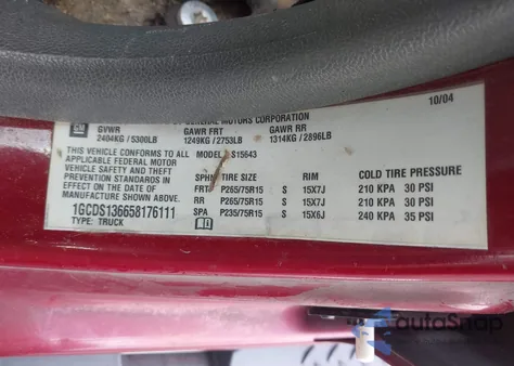 2005 Chevrolet Colorado Ls z USA, uszkodzony, nr VIN 1GCDS136658176111